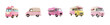 © Sim - Set ice cream van 3d side view full length on transparency background PNG