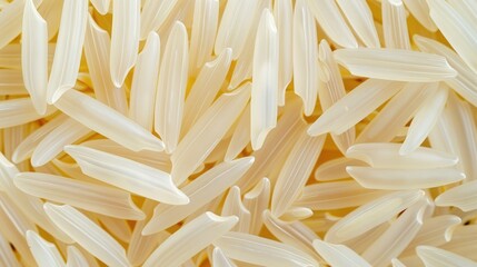Wall Mural - Closeup of uncooked white long grain rice on a plain background