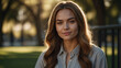 © Fargriv - Portrait photo of a woman with long hair and a shirt with a long brown hair.