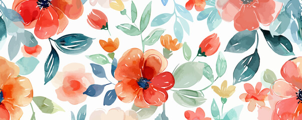 Wall Mural - Delicate floral watercolor pattern, floral design for textile and background. VECTOR SIMPLE ILLUSTRATION