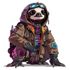 Wall Mural - Sloth cyberpunk fashion