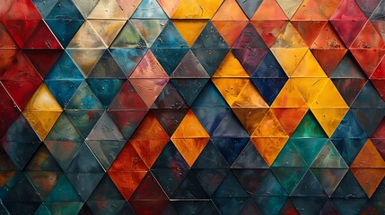 Wall Mural - an abstract background with small, tessellated triangles in bright and bold colors, hd quality, digi