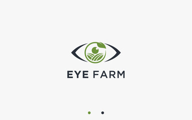 Wall Mural - eye with farmer logo design vector silhouette illustration