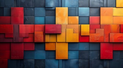 Wall Mural - color-blocked rectangles in a modern art style, bright and bold colors, hd quality, digital renderin