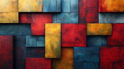 Wall Mural - color-blocked rectangles in a modern art style, bright and bold colors, hd quality, digital renderin