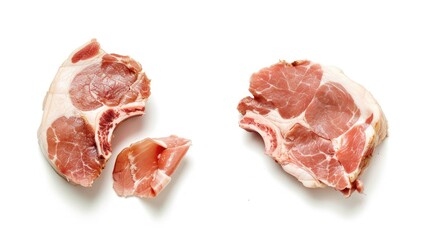 Sticker - Pork ham and pork leg in their raw state set against a white backdrop