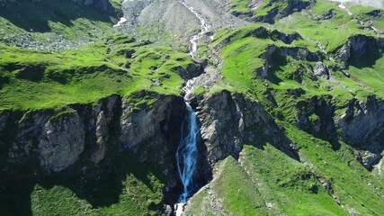 Wall Mural - Drone Aerial Flight Over Majestic Mountain Peaks Dolomites, Italy