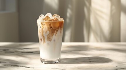 Canvas Print - Warm Sensation from Iced Milk Coffee in the Afternoon 