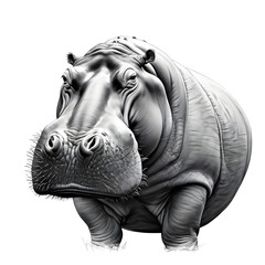 Wall Mural - drawing of a hippo Illustration white background 