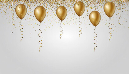 Wall Mural - golden balloons on white background