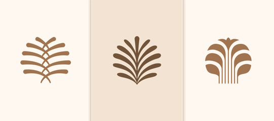 Wall Mural - Floral and nature ornament logo symbol template. Minimalist, luxury, royal and elegant logo vector