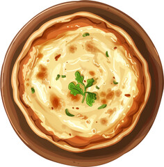 Wall Mural - creamy white bean dip in bowl on wooden table