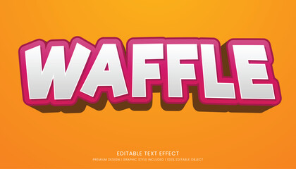 Wall Mural - waffle food editable 3d text effect template bold typography and abstract style, food logo and fast food brand