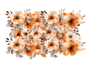 Wall Mural - Brown and orange floral bouquet collection with watercolor