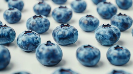 Wall Mural - Close Up View of Fresh Blueberries on White Background