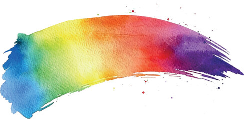 Watercolor brush strokes background, rainbow colors, isolated, for design	
