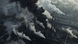 © PSCL RDL - Industrial Impact Coal power plant with high pipes emitting black smoke, illustrating the environmental pollution and atmospheric impact of industrial activities.