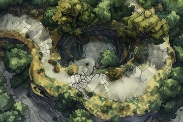 Wall Mural - DnD Battlemap Wyvern Nest Battle Map - Aerial view of a dragon's lair.