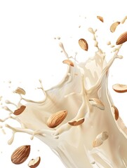 Sticker - almond milk splash isolated on white background