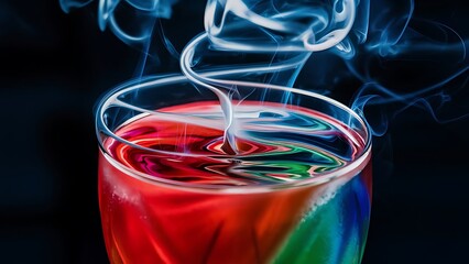 Photo of a colored drink with smoke