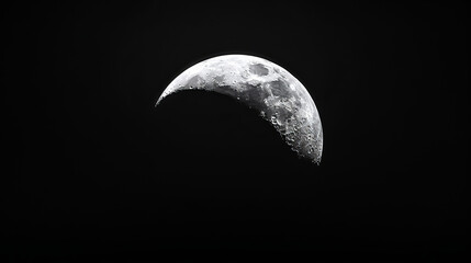 Wall Mural - thin crescent moon re-emerging from shadow against dark sky