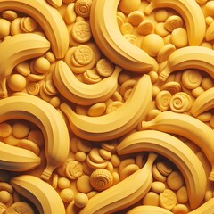 Wall Mural - 3D yellow seamless pattern with bananas
