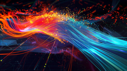 Wall Mural - Network map visualizing vibrant, dynamic colors