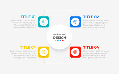 Wall Mural - Vector four step infographic element design vector template for presentation process diagram