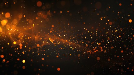 Wall Mural - Orange starlight effect on black backdrop with glitter texture