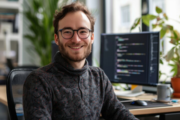 Portrait of a successful software developer in an office setting