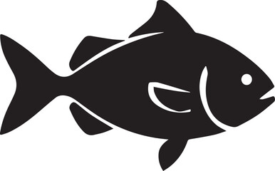 Fish silhouette in line art style. Fish vector by hand drawing. Fish tattoo on white background. Black and white fish vector on white background. Marine animal illustration. Marine life animal.