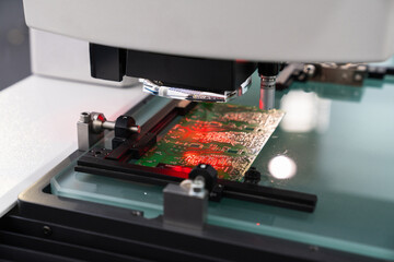 Leinwandbilder - Optic machine for precise measurement of part size and quality evaluation. Smart factory.