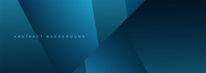 Blue modern abstract wide banner with geometric shapes. Dark blue abstract background. Vector illustration