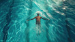 © Frenchiebuddha - Man swimming on Turquoise swimming pool lanes