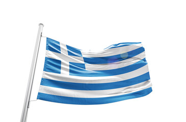 Greece national flag waving isolated on white background with clipping path.