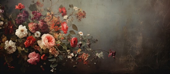 Fototapete - flower wallpaper hd with painting design. Creative banner. Copyspace image