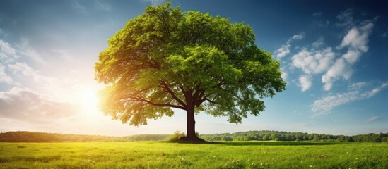 Wall Mural - unusual tree in the park. creative banner. copyspace image