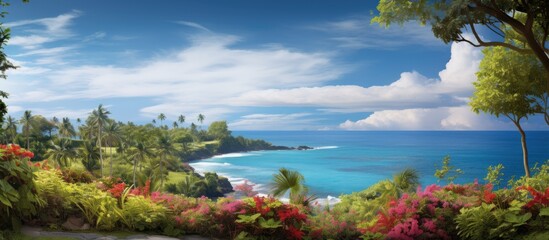 Poster - Tropical Landscape in the Life. Creative banner. Copyspace image