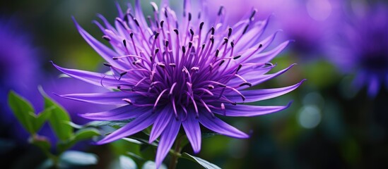 Fototapete - The cracker plant or popping pod is purple flower in the garden. Creative banner. Copyspace image