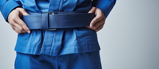 blue male belt. Creative banner. Copyspace image