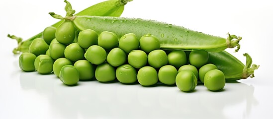 Sticker - Green peas arranged in a white surface. Creative banner. Copyspace image