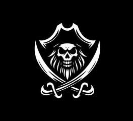 Wall Mural - pirate logo icon simple minimal black and white