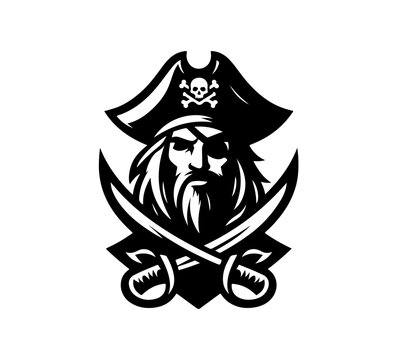 pirate logo icon simple minimal black and white