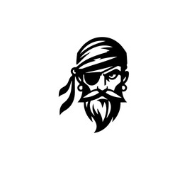 Sticker - pirate logo icon simple minimal black and white