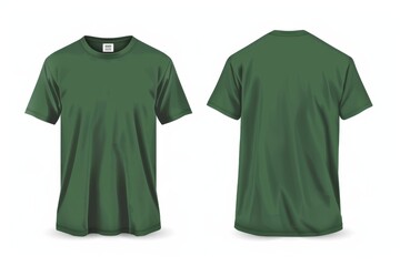 Wall Mural - Green t-shirt template showing the front and back views.