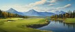 © HN Works - golf course landscapes with players. Creative banner. Copyspace image