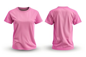 Wall Mural - Pink t-shirt template showing the front and back views.