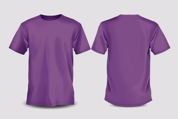 Wall Mural - Purple t-shirt template showing the front and back views.
