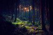 © design - 木, 森, 夕焼け, 暗い森, 苔, ファンタジー, trees, forest, sunset, dark forest, moss, fantasy