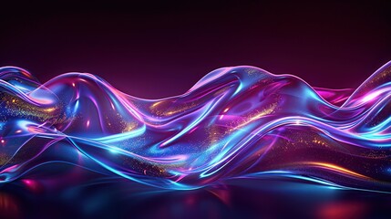 Abstract fluid 3D render holographic neon colorful waves in motion. Futuristic concept. Modern graphic art. Gradient design element for banners, backgrounds, wallpapers, and covers.